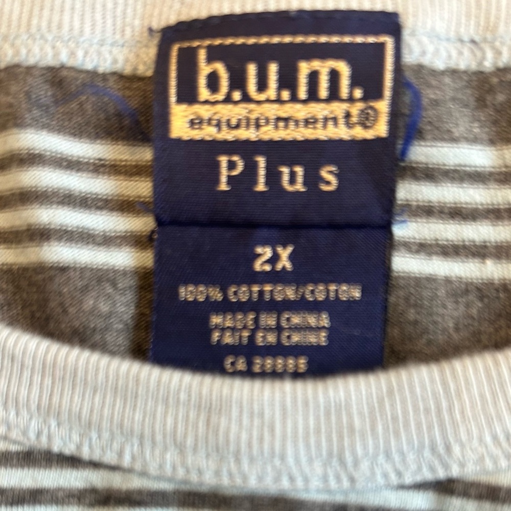 Vintage B.U.M. Equipment Plus Striped Pullover in Grey and Light Turquoise - Picture 5 of 8